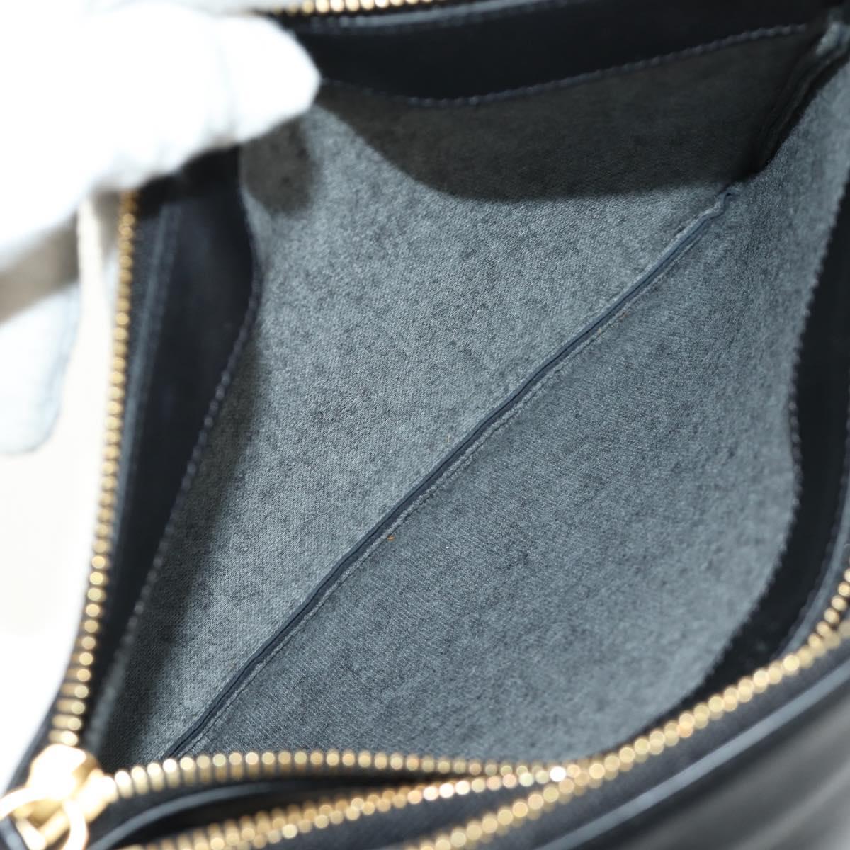 CELINE Trio Shoulder Bag Leather Black Gold Auth ep14940V