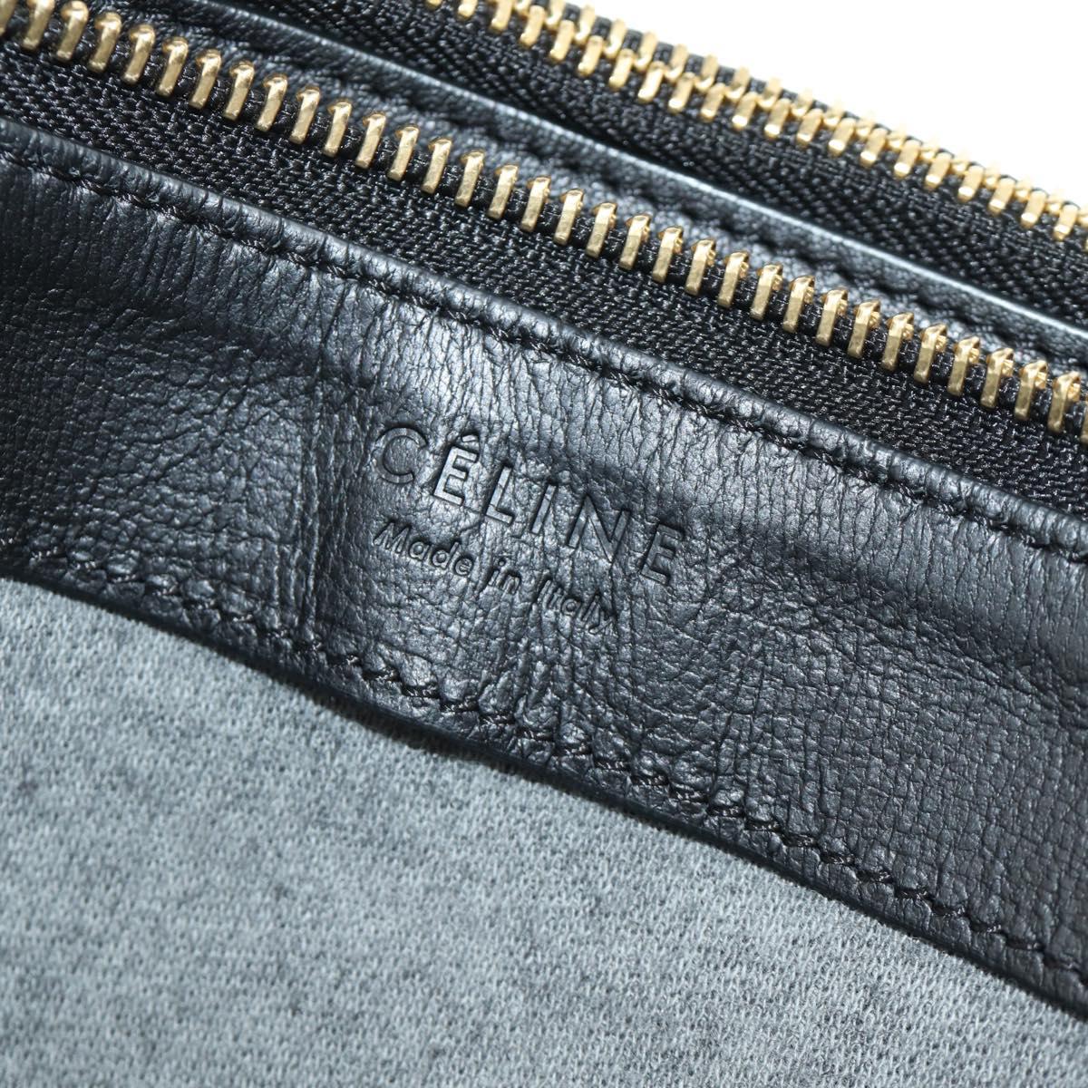 CELINE Trio Shoulder Bag Leather Black Gold Auth ep14940V