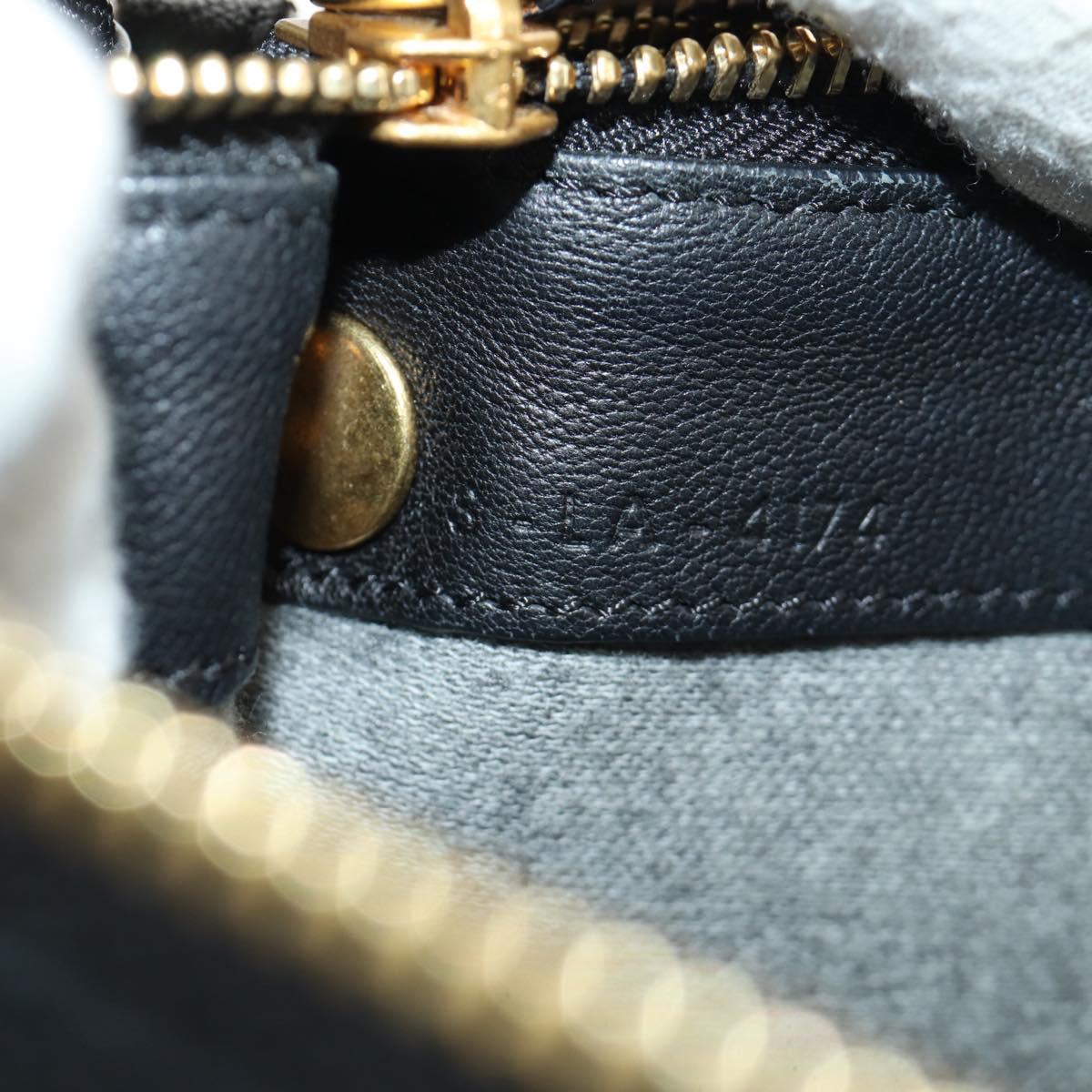 CELINE Trio Shoulder Bag Leather Black Gold Auth ep14940V