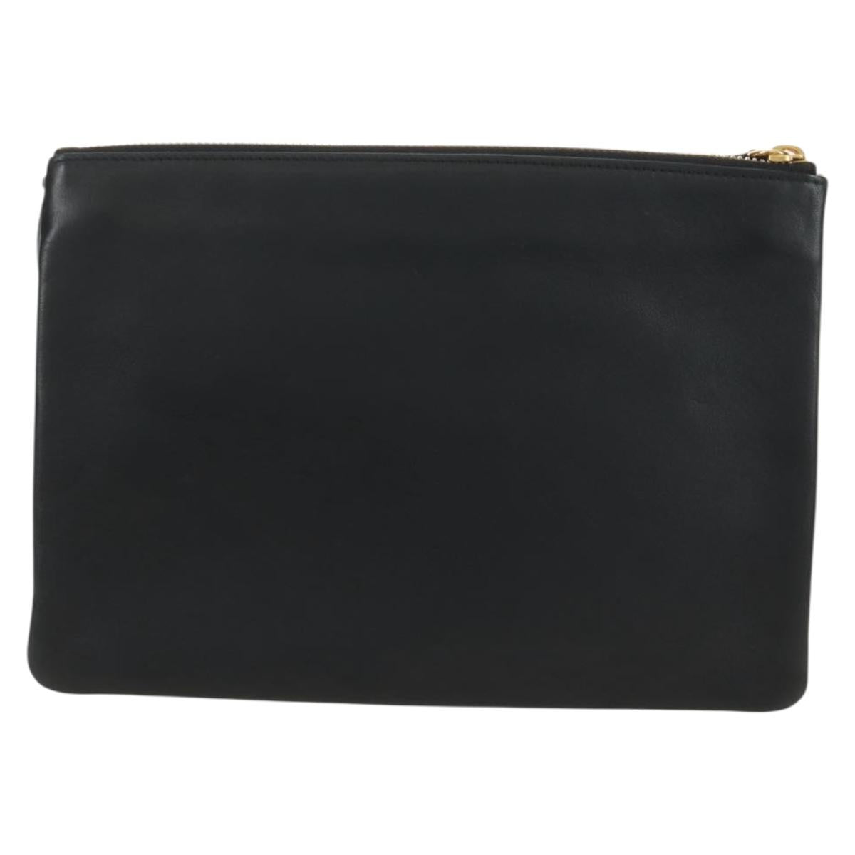 CELINE Trio Shoulder Bag Leather Black Gold Auth ep14940V