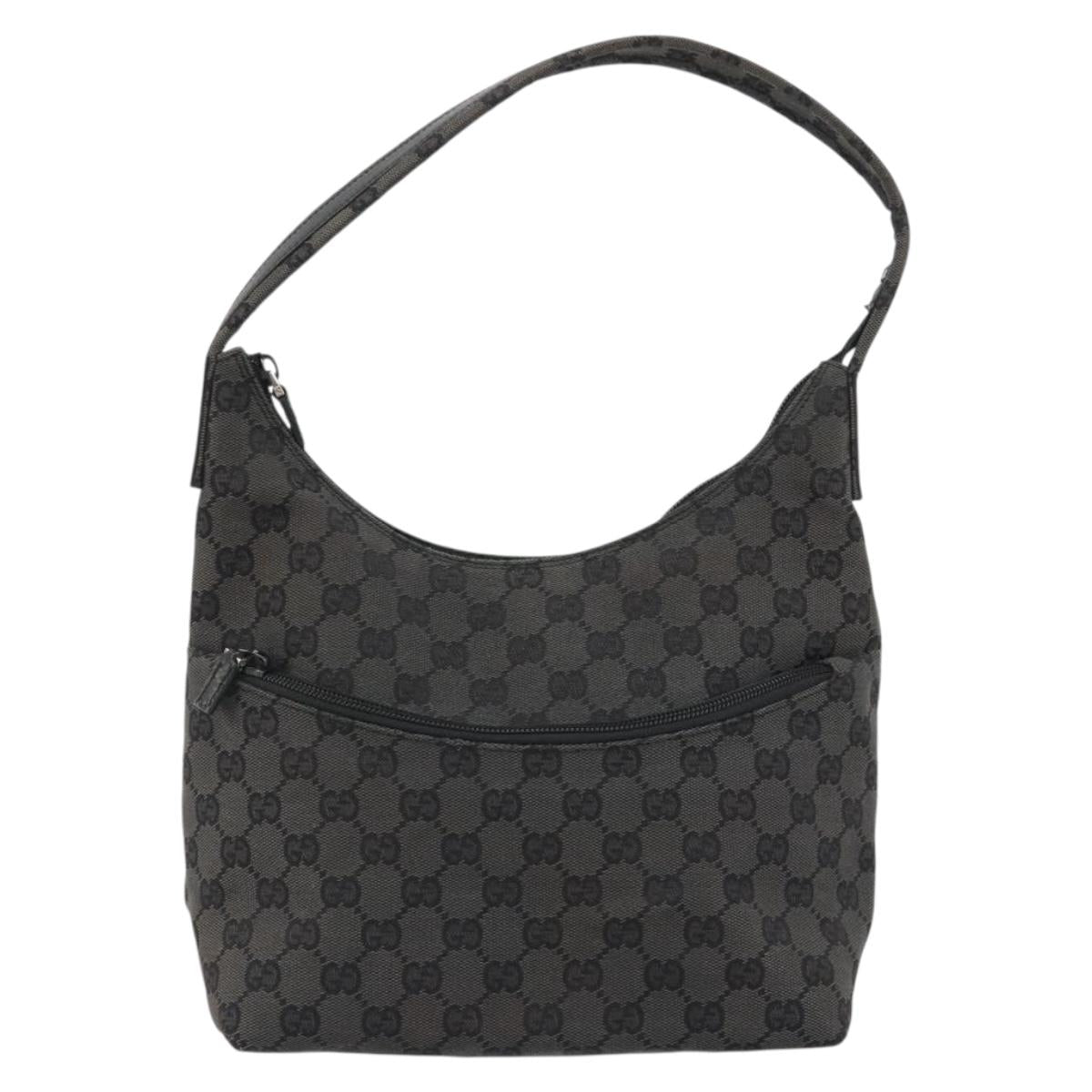 GUCCI GG Canvas Hand Bag Black Silver 001 3386 Auth ep14941