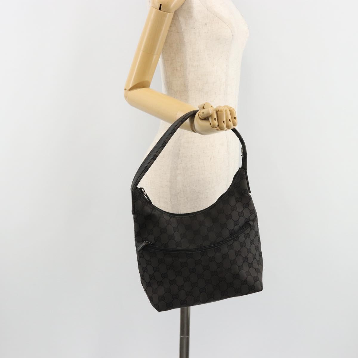 GUCCI GG Canvas Hand Bag Black Silver 001 3386 Auth ep14941