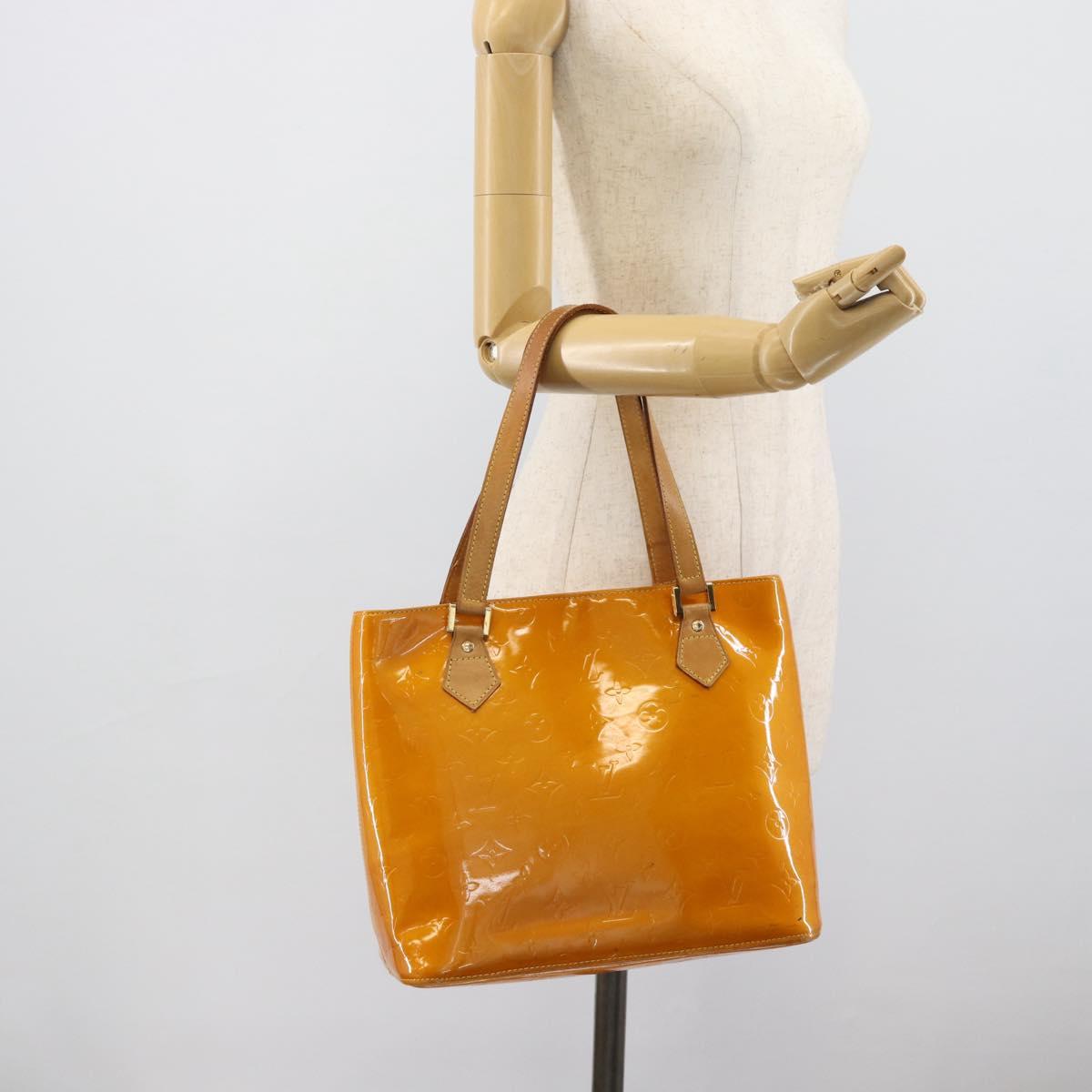 LOUIS VUITTON Monogram Vernis Houston Hand Bag Jaune M91121 LV Auth ep14944