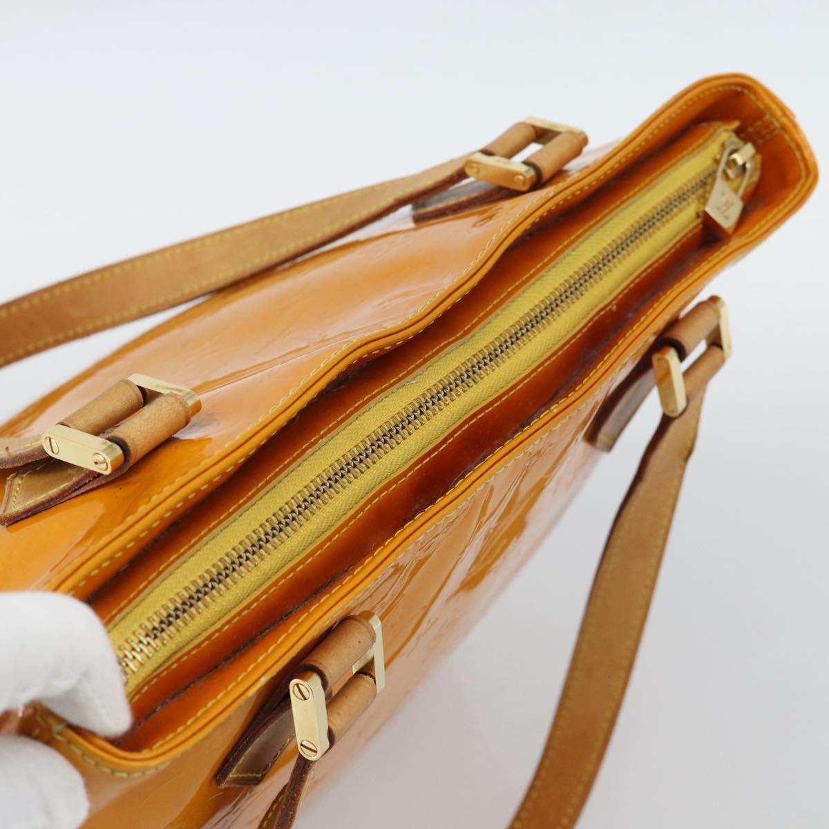 LOUIS VUITTON Monogram Vernis Houston Hand Bag Jaune M91121 LV Auth ep14944