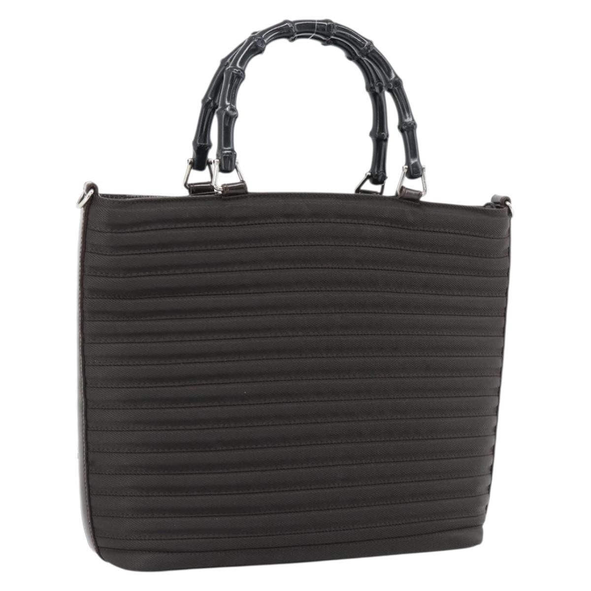 GUCCI Bamboo Hand Bag Canvas Brown Silver 000 1998 0588 Auth ep14949