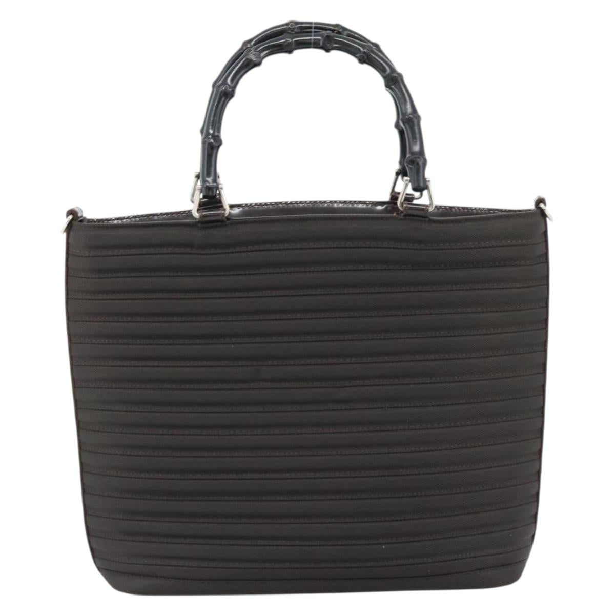 GUCCI Bamboo Hand Bag Canvas Brown Silver 000 1998 0588 Auth ep14949
