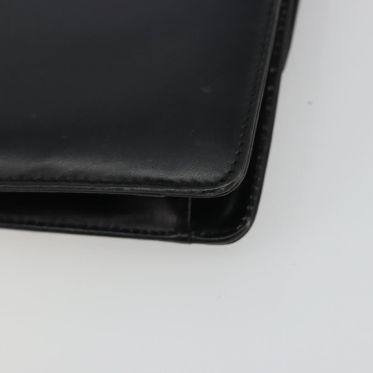 GUCCI Chain Shoulder Bag Leather Black Gold Auth ep14950