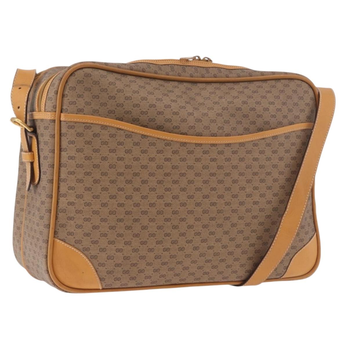 GUCCI Micro GG Supreme Shoulder Bag PVC Beige Gold Auth ep14952