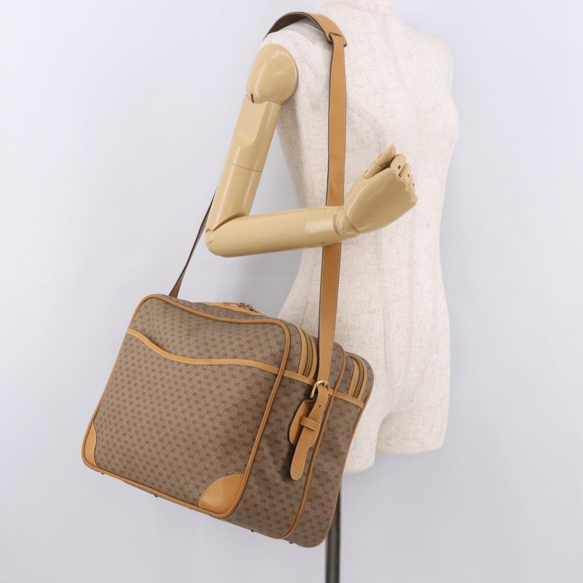 GUCCI Micro GG Supreme Shoulder Bag PVC Beige Gold Auth ep14952