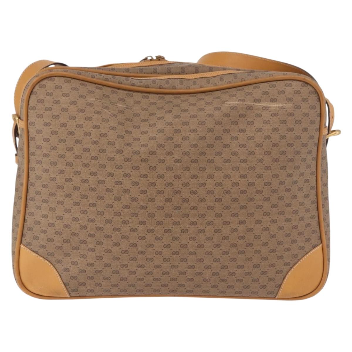 GUCCI Micro GG Supreme Shoulder Bag PVC Beige Gold Auth ep14952
