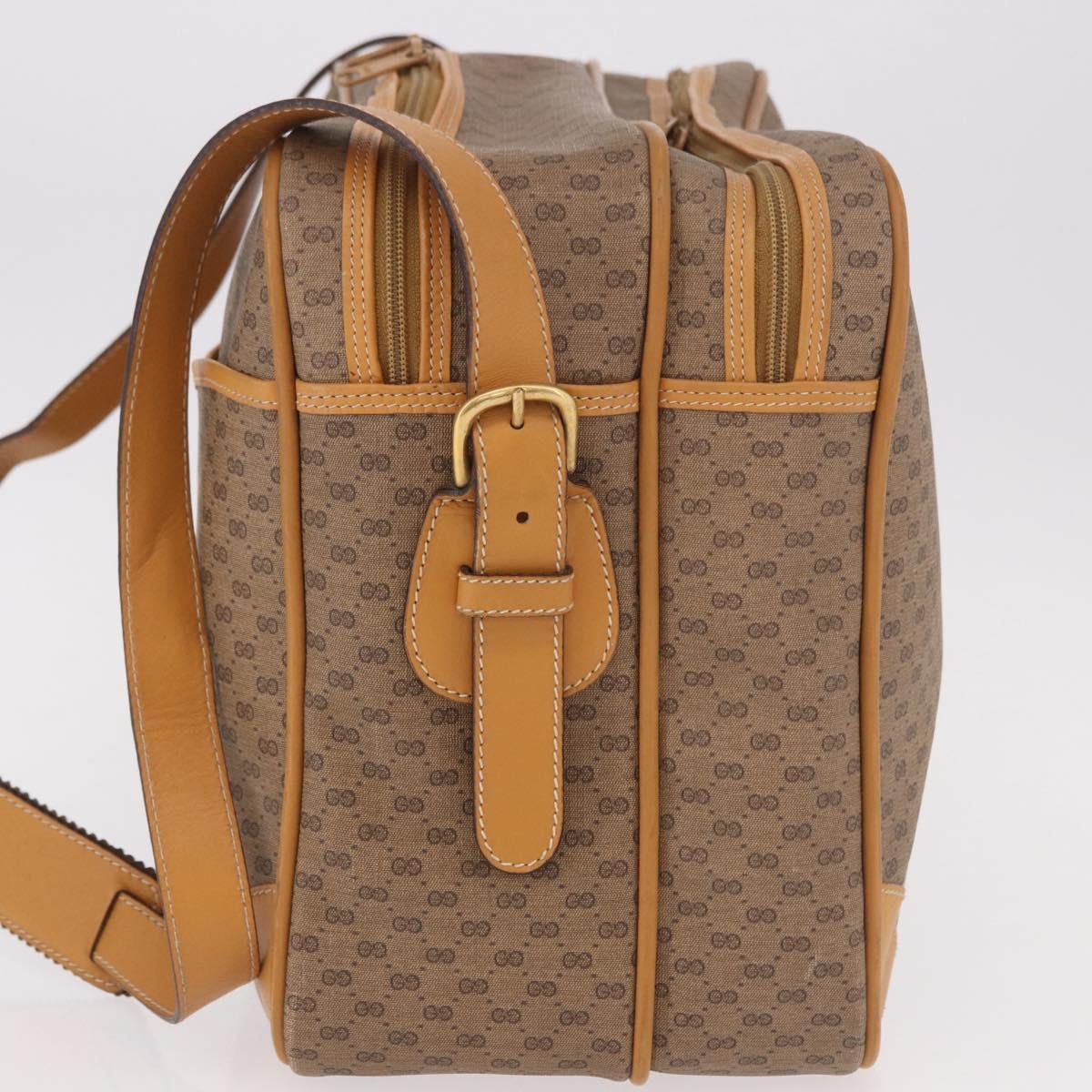 GUCCI Micro GG Supreme Shoulder Bag PVC Beige Gold Auth ep14952