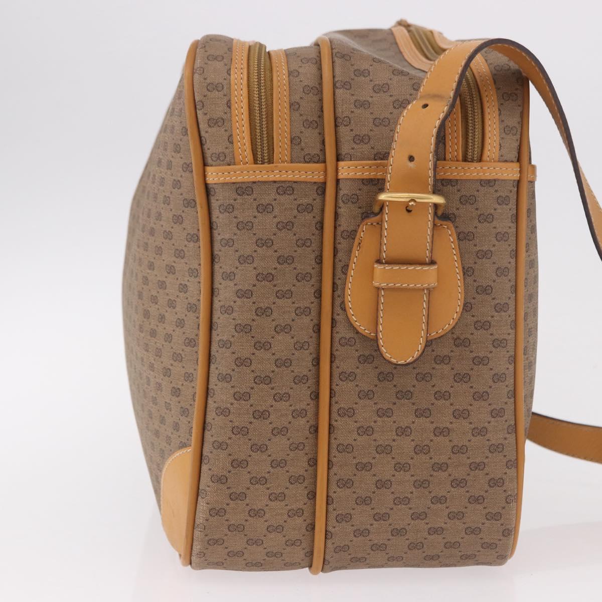 GUCCI Micro GG Supreme Shoulder Bag PVC Beige Gold Auth ep14952