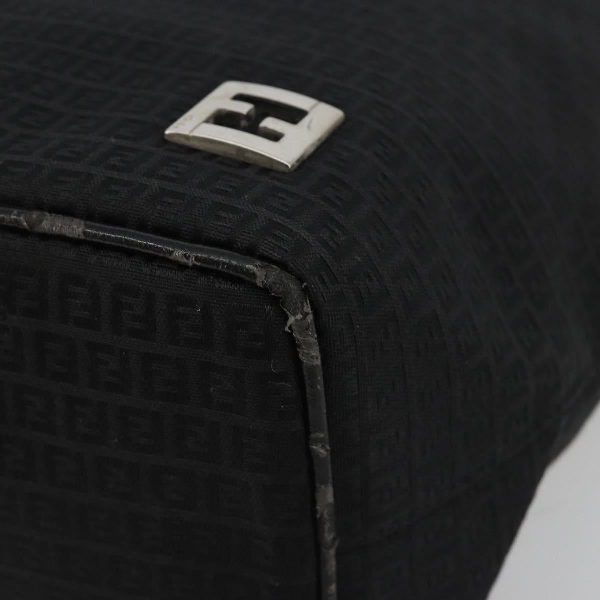 FENDI Zucchino Canvas Tote Bag Black Silver Auth ep14953
