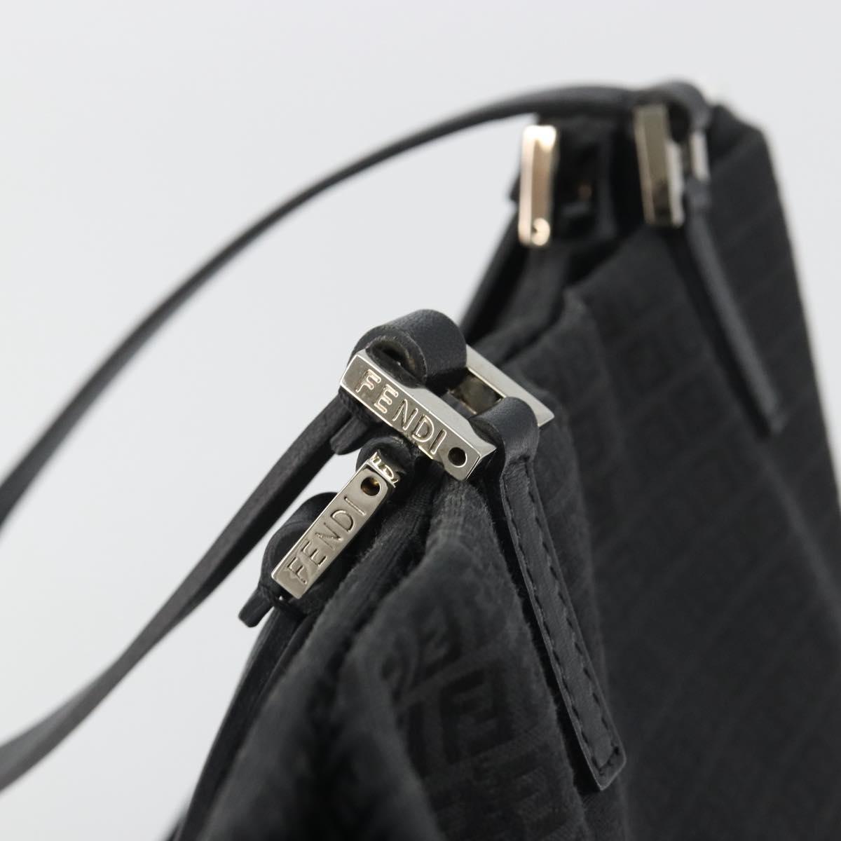 FENDI Zucchino Canvas Tote Bag Black Silver Auth ep14953