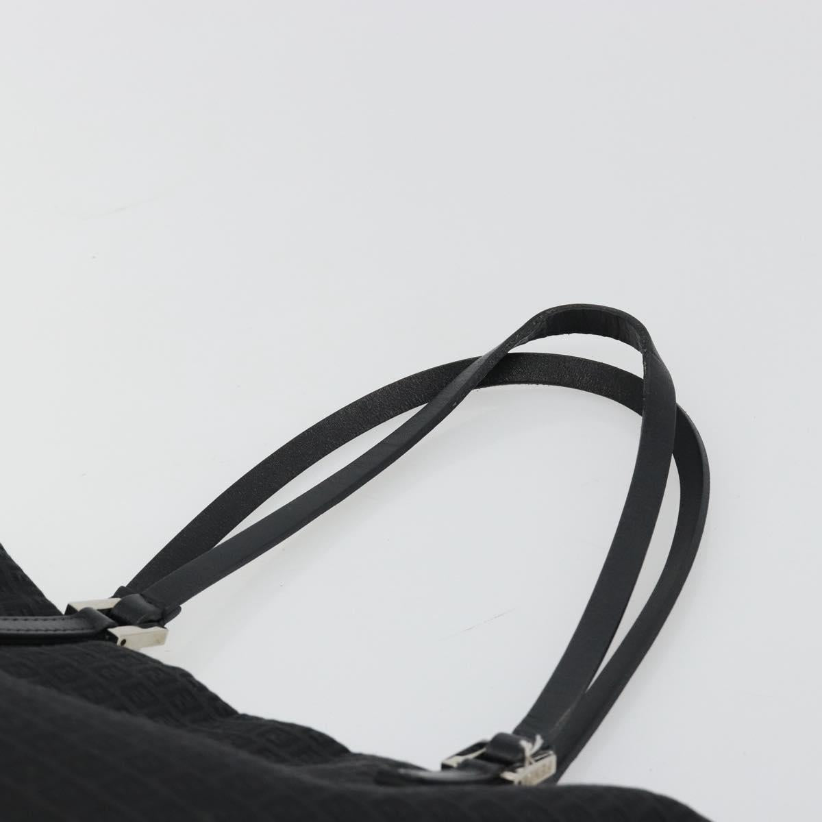 FENDI Zucchino Canvas Tote Bag Black Silver Auth ep14953