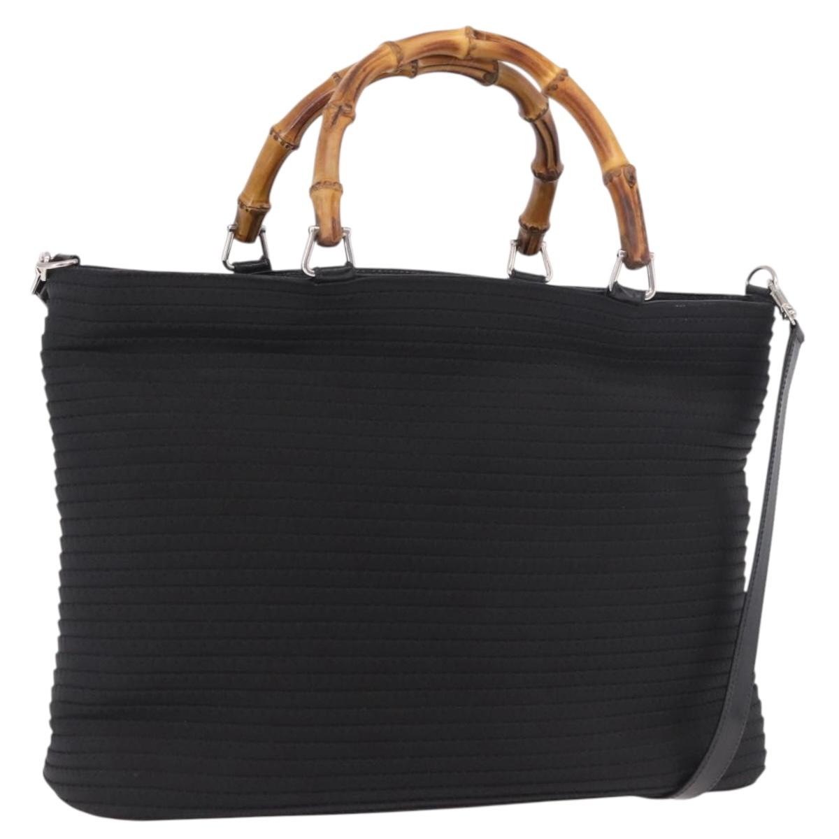 GUCCI Bamboo Tote Bag Nylon 2way Black Silver 002 1364 0439 Auth ep14955