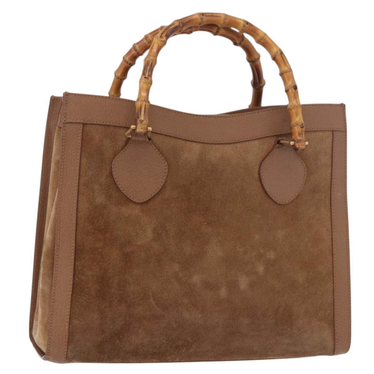 GUCCI Bamboo Hand Bag Suede Brown Gold 002 123 0250 Auth ep14957