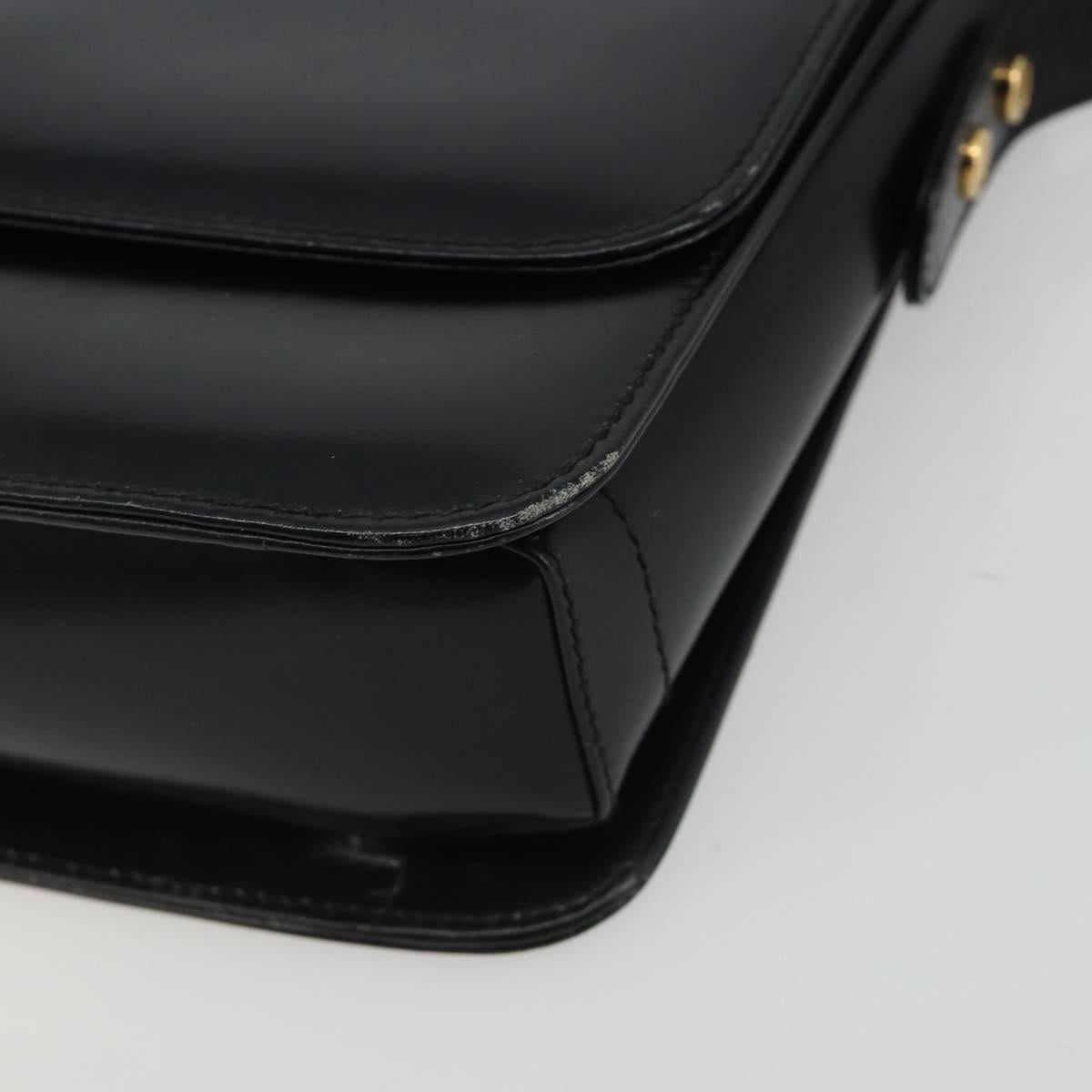 GUCCI Shoulder Bag Leather Black Gold Auth ep14962V