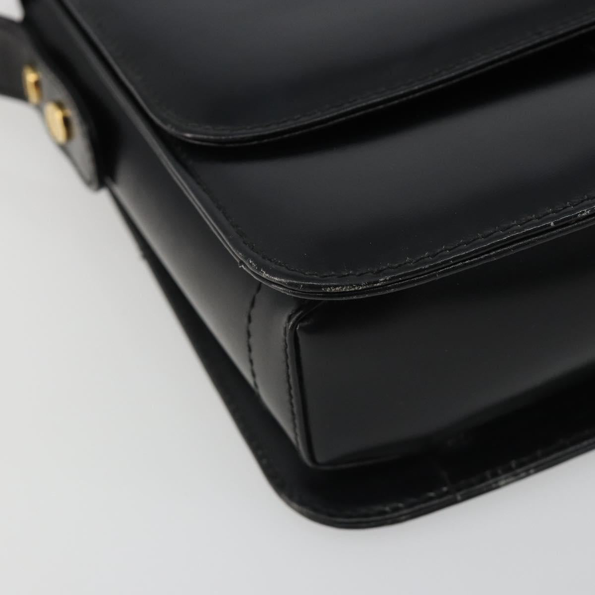 GUCCI Shoulder Bag Leather Black Gold Auth ep14962V