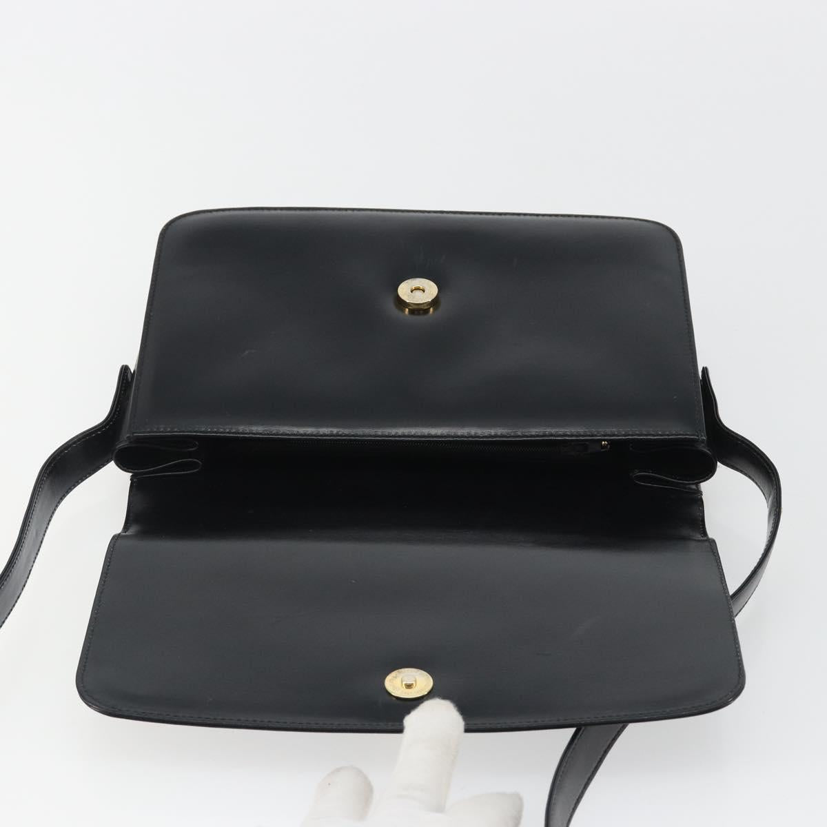 GUCCI Shoulder Bag Leather Black Gold Auth ep14962V