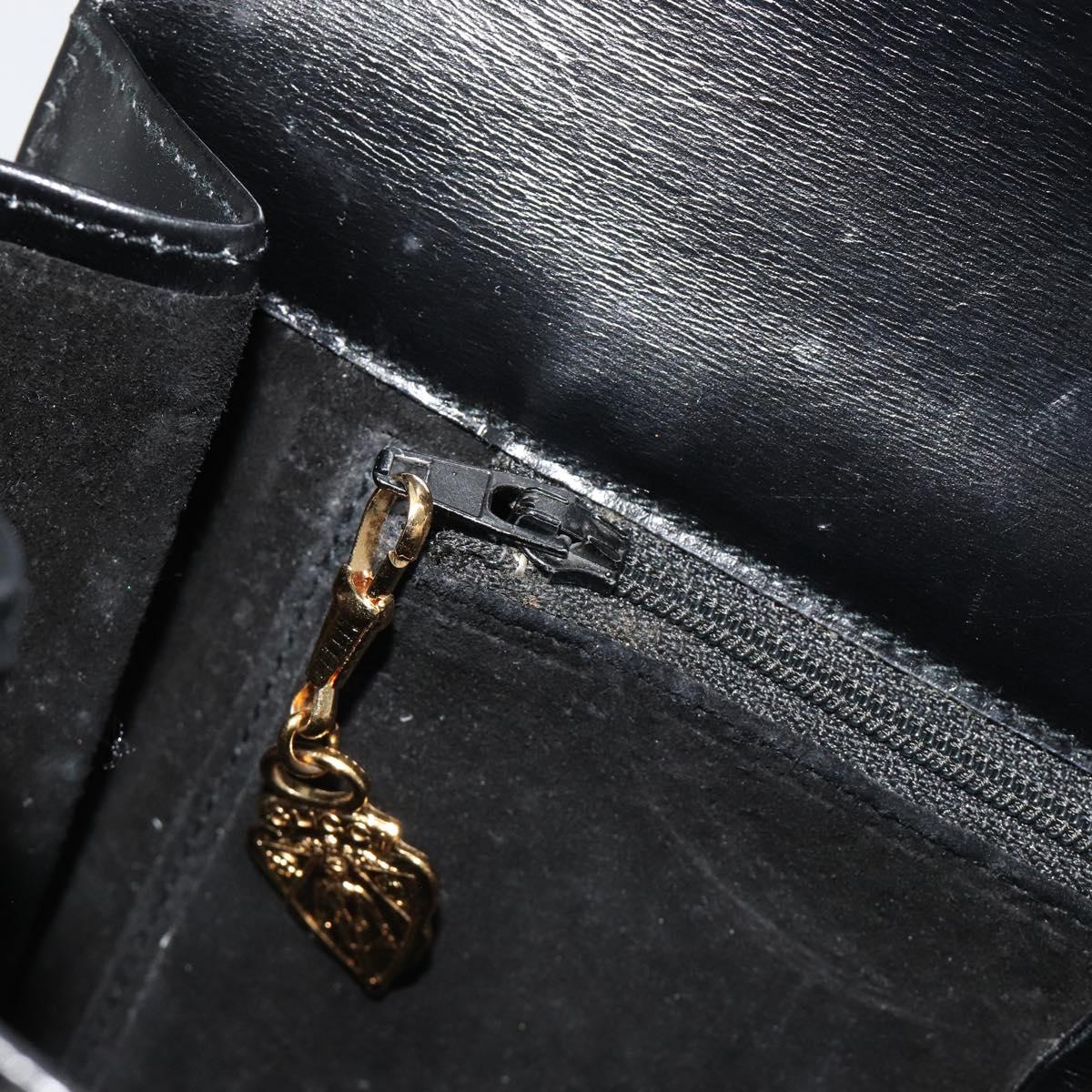 GUCCI Shoulder Bag Leather Black Gold Auth ep14962V