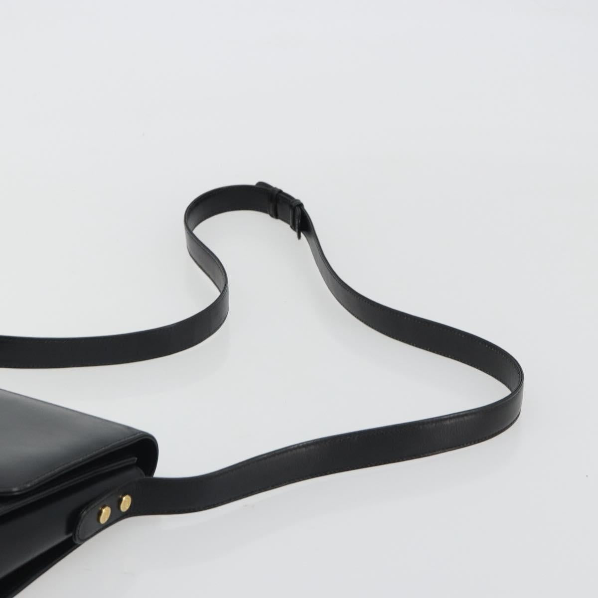 GUCCI Shoulder Bag Leather Black Gold Auth ep14962V