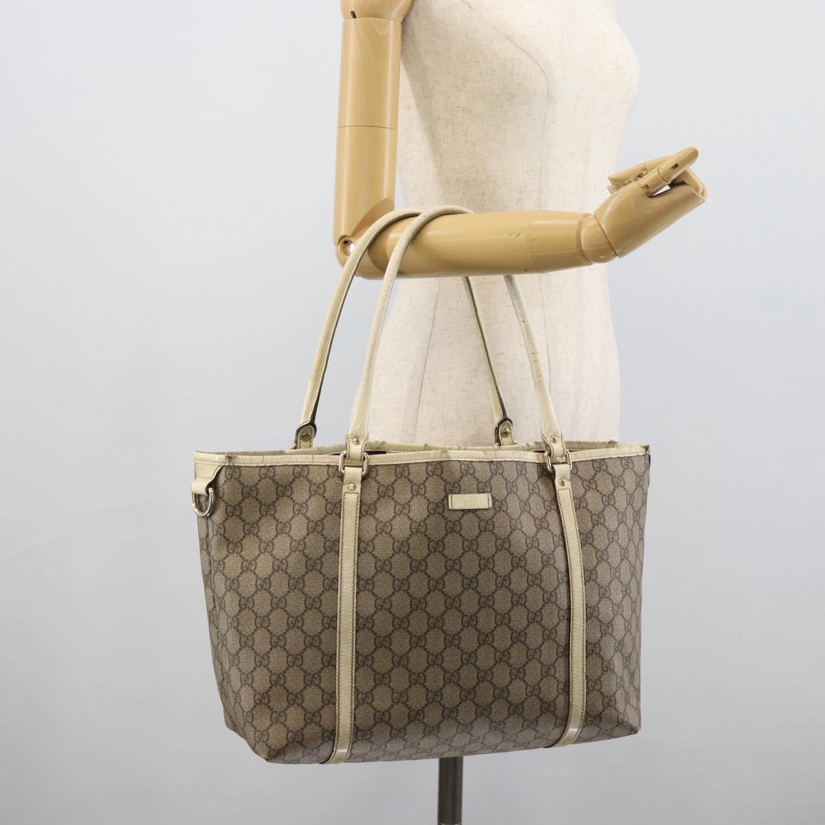 GUCCI GG Supreme Tote Bag PVC Beige Gold 197953 Auth ep14963