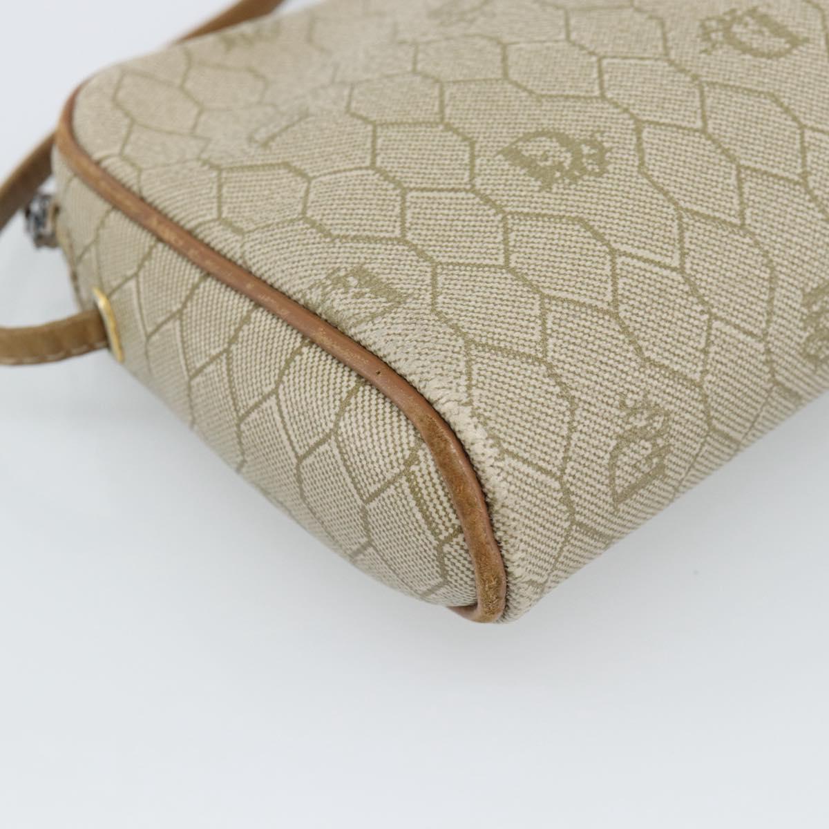 Christian Dior Honeycomb Canvas Shoulder Bag PVC Beige Gold Auth ep14966