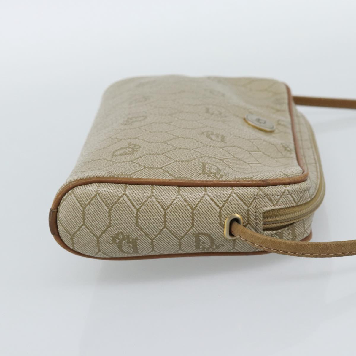 Christian Dior Honeycomb Canvas Shoulder Bag PVC Beige Gold Auth ep14966