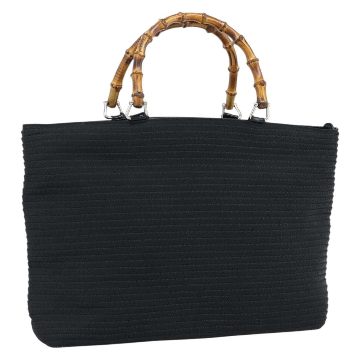 GUCCI Bamboo Hand Bag Canvas Black Silver 002 2058 0439 5 Auth ep14967