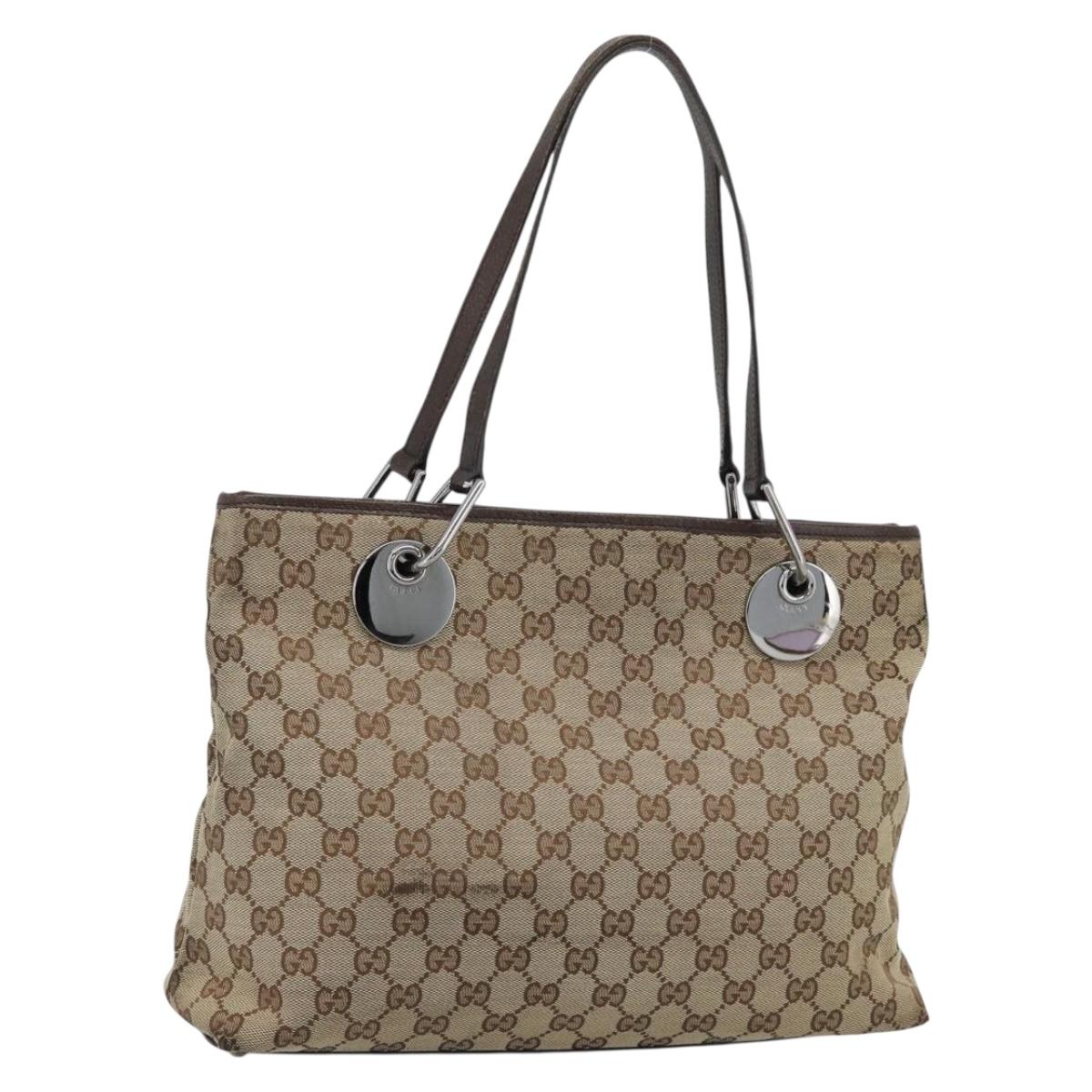 GUCCI GG Canvas Tote Bag Beige Gold 120837 Auth ep14970