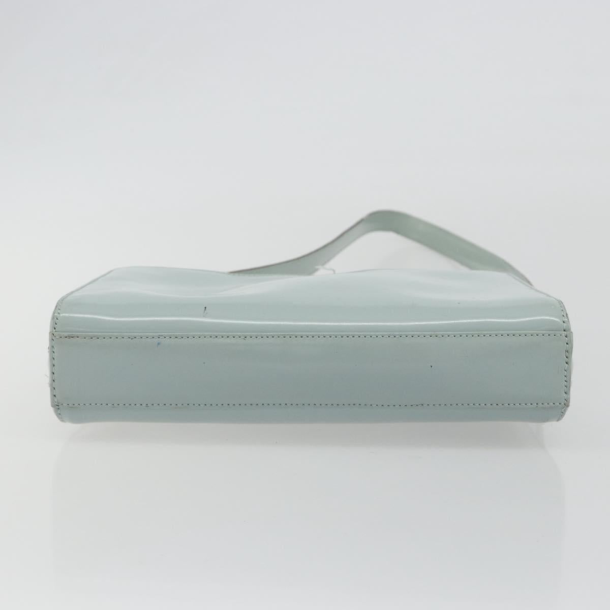 GUCCI Shoulder Bag Patent leather Light Blue Silver Auth ep14972