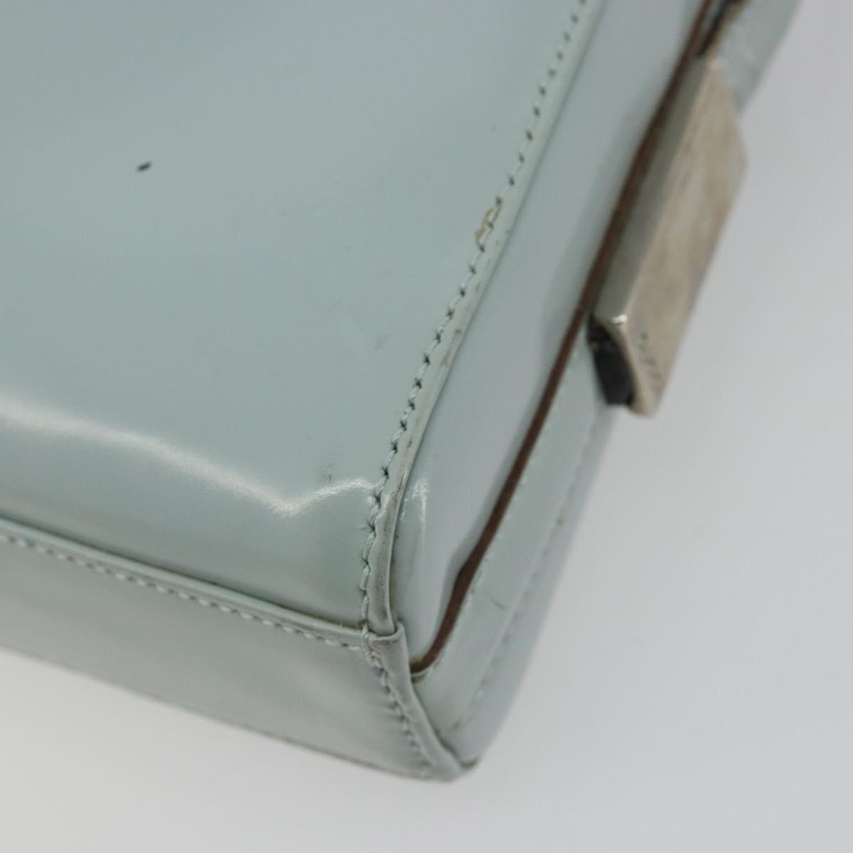 GUCCI Shoulder Bag Patent leather Light Blue Silver Auth ep14972