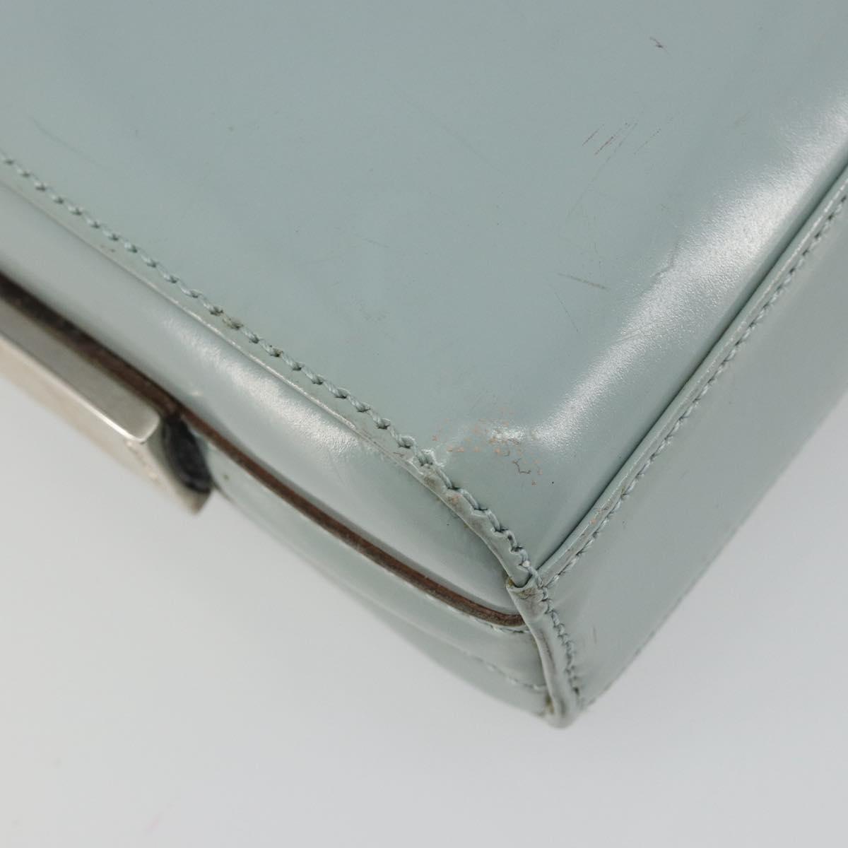 GUCCI Shoulder Bag Patent leather Light Blue Silver Auth ep14972