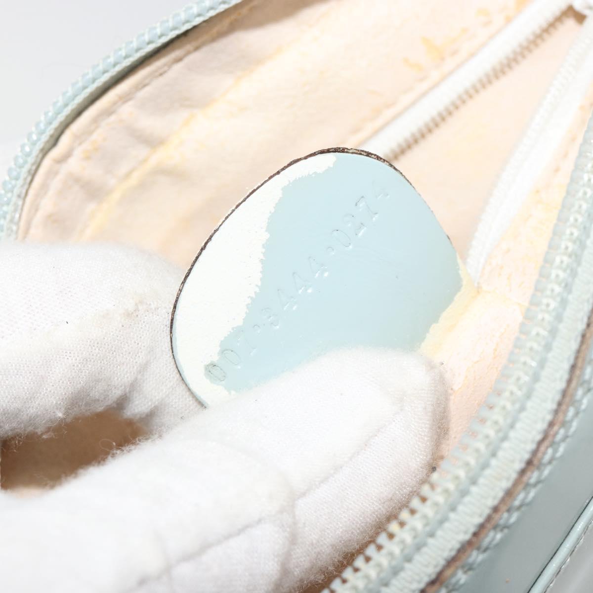 GUCCI Shoulder Bag Patent leather Light Blue Silver Auth ep14972
