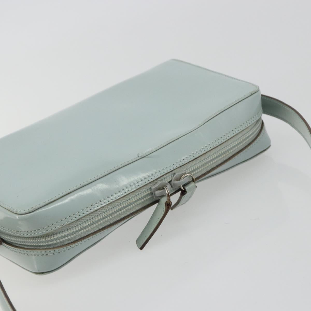 GUCCI Shoulder Bag Patent leather Light Blue Silver Auth ep14972
