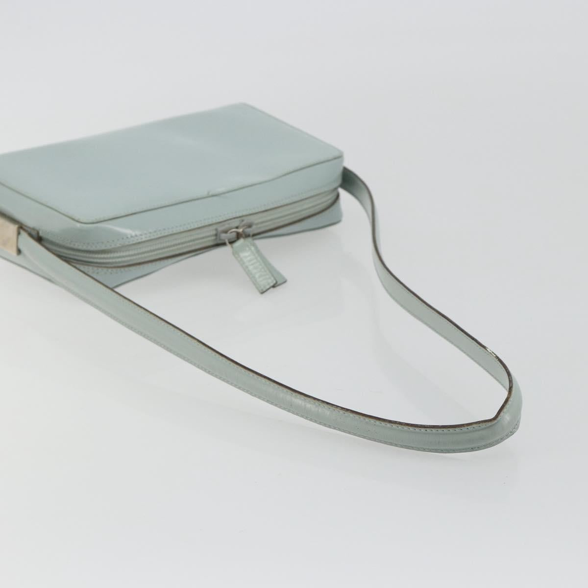 GUCCI Shoulder Bag Patent leather Light Blue Silver Auth ep14972