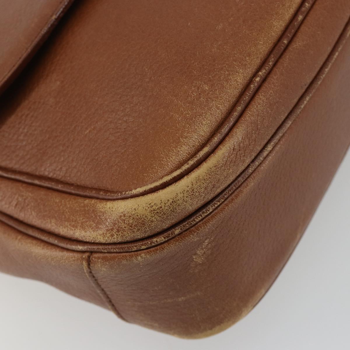 Burberrys Shoulder Bag Leather Brown Gold Auth ep14974