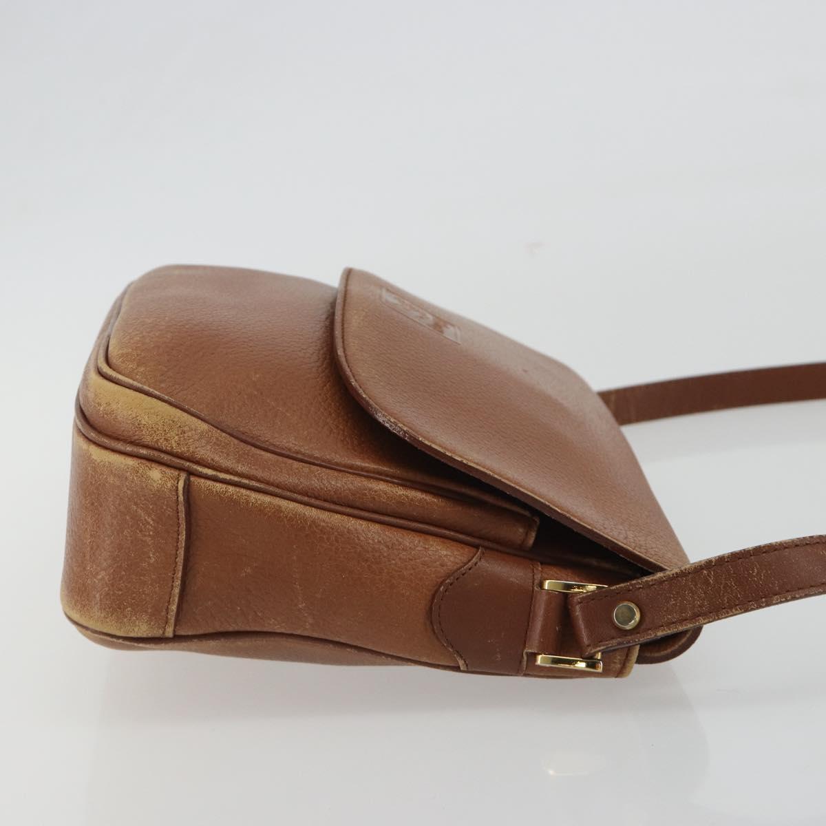 Burberrys Shoulder Bag Leather Brown Gold Auth ep14974