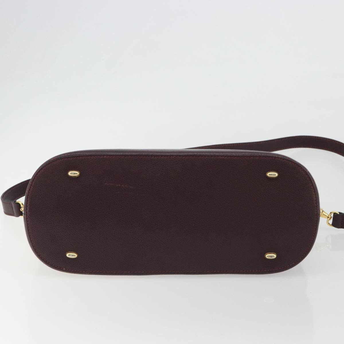 CELINE Hand Bag Leather 2way Purple Gold Auth ep14976