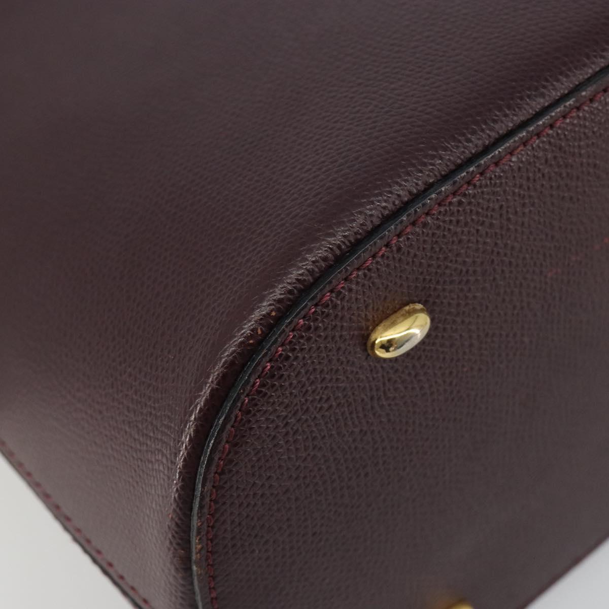 CELINE Hand Bag Leather 2way Purple Gold Auth ep14976