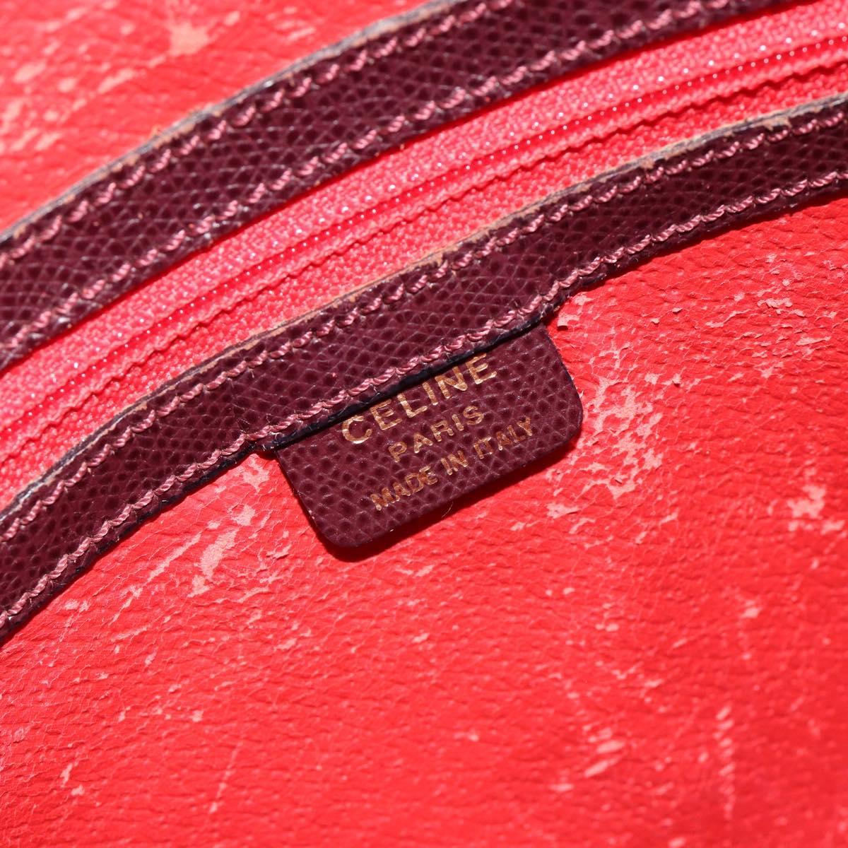 CELINE Hand Bag Leather 2way Purple Gold Auth ep14976