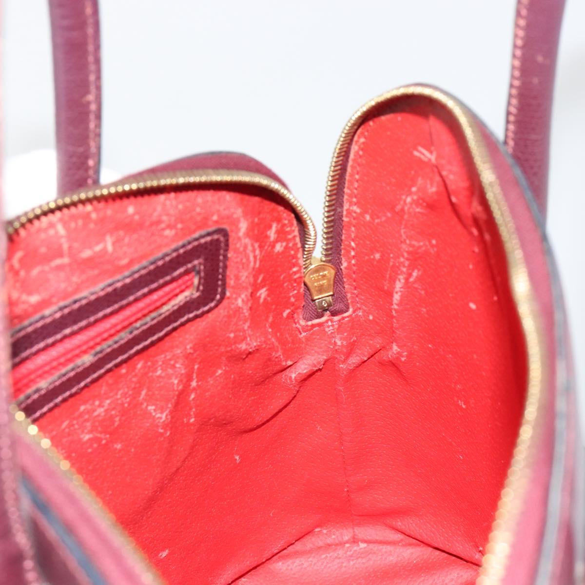 CELINE Hand Bag Leather 2way Purple Gold Auth ep14976