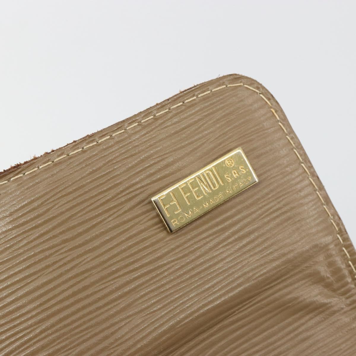 FENDI Zucchino Canvas Shoulder Bag Coated Canvas Beige Gold Auth ep14978