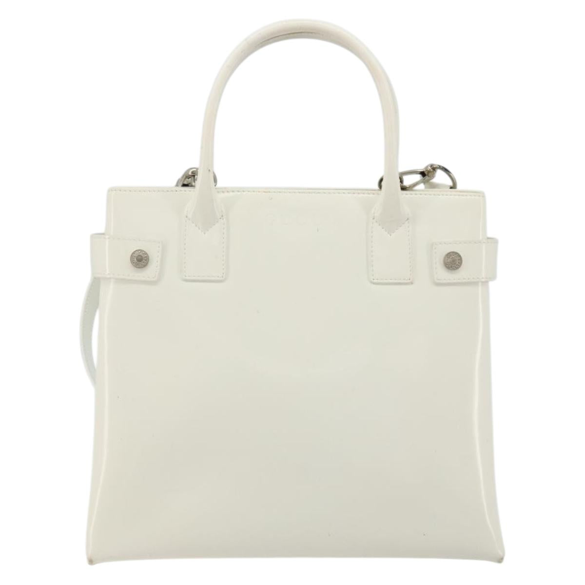 GUCCI Tote Bag Patent leather 2way White Silver 000 1118 0503 Auth ep14980