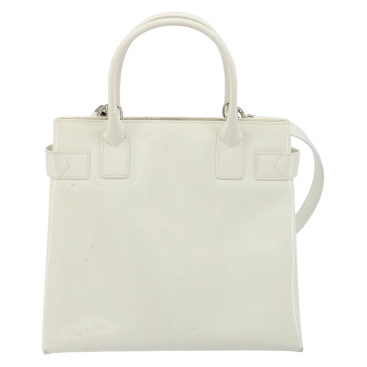 GUCCI Tote Bag Patent leather 2way White Silver 000 1118 0503 Auth ep14980
