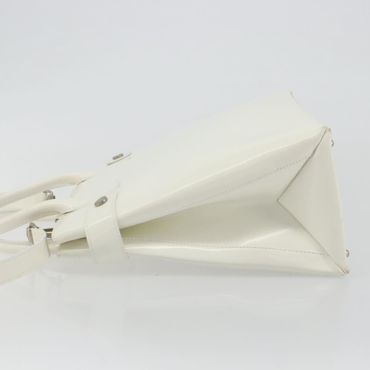 GUCCI Tote Bag Patent leather 2way White Silver 000 1118 0503 Auth ep14980