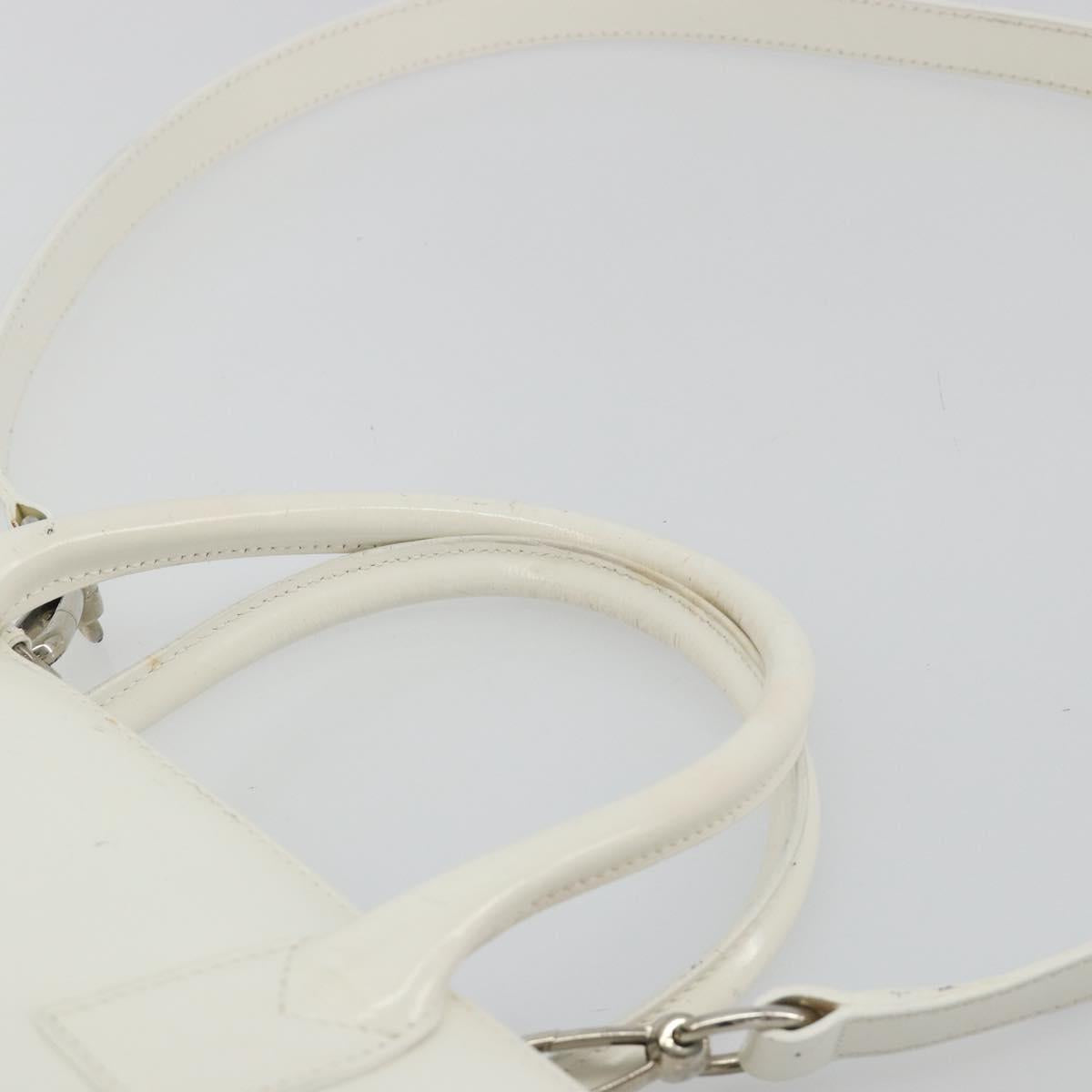 GUCCI Tote Bag Patent leather 2way White Silver 000 1118 0503 Auth ep14980