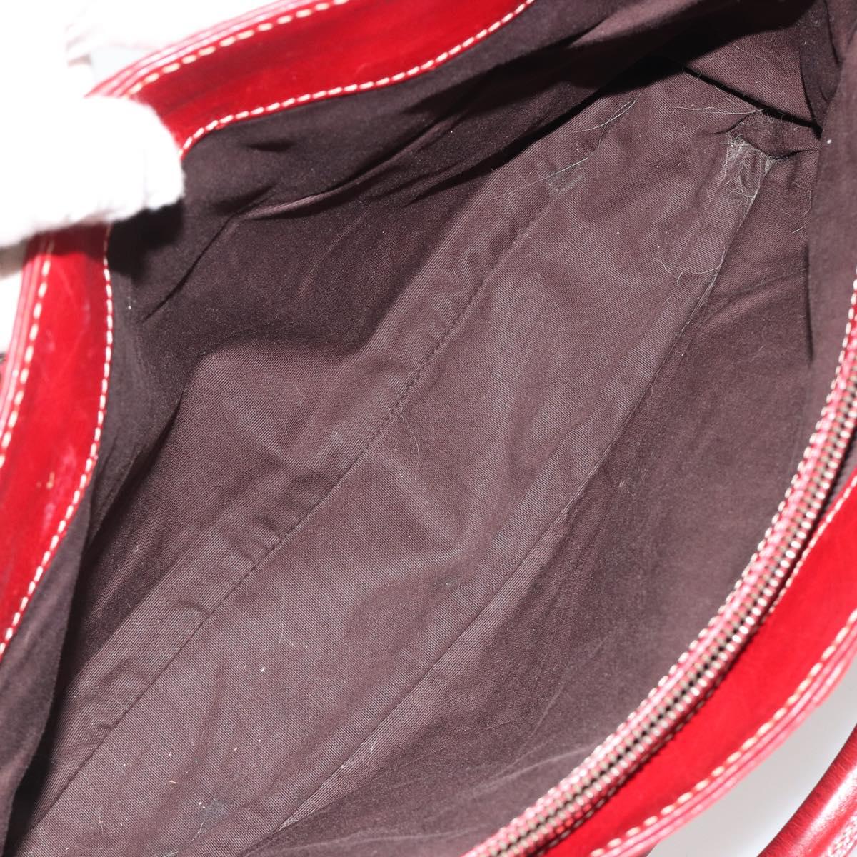 CELINE Hand Bag Leather Red Gold Auth ep14985