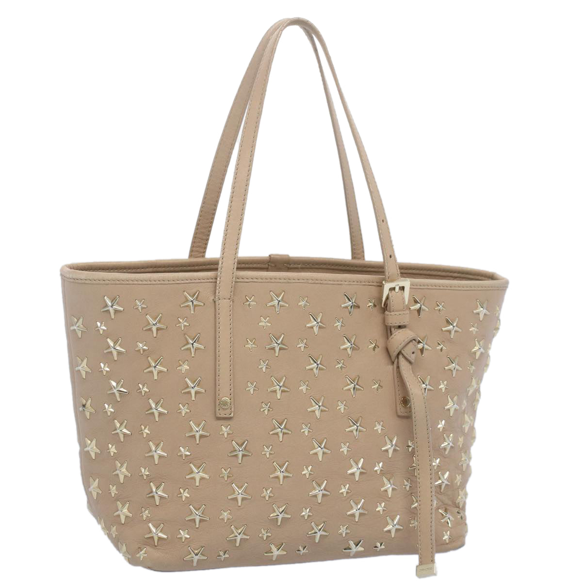 Jimmy Choo Pimlico Tote Bag Leather Beige Auth ep1499